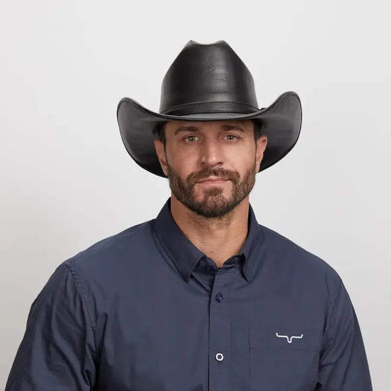 Gorge Black | Mens Cattleman Crown Leather Cowboy Hat sold by American Hat Makers