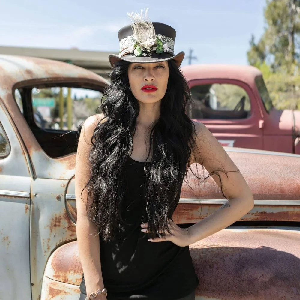 Marlow True Love | Womens Leather Top Hat with True Love Hat Band sold by American Hat Makers product image thumbnail 3