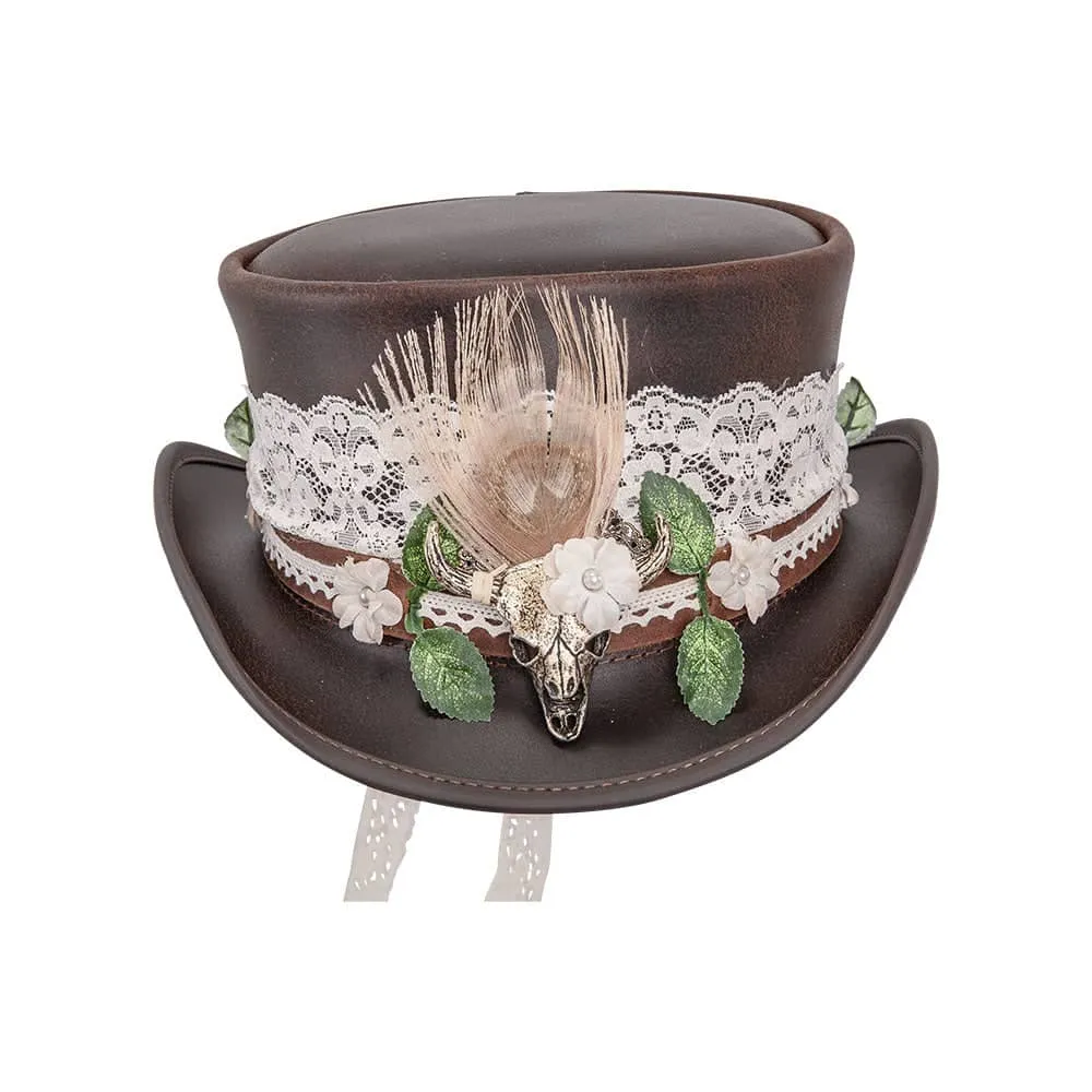 Marlow True Love | Womens Leather Top Hat with True Love Hat Band sold by American Hat Makers product image thumbnail 4