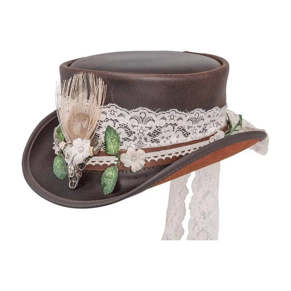 Marlow True Love | Womens Leather Top Hat with True Love Hat Band sold by American Hat Makers product image thumbnail 2