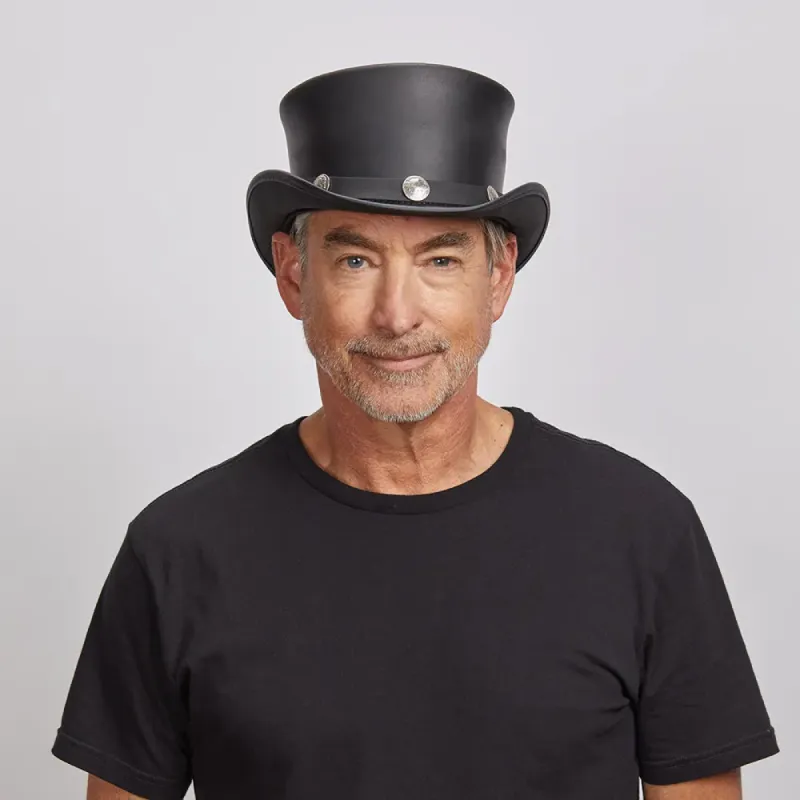 El Dorado Buffalo Nickel | Mens Leather Top Hat with Buffalo Nickel Hat Band sold by American Hat Makers
