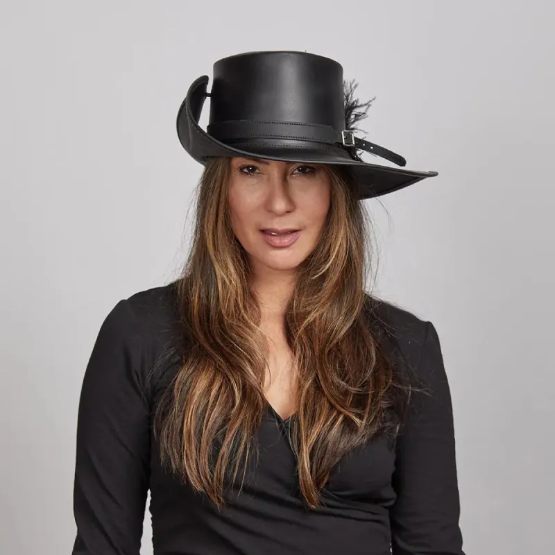 Cavalier Feather | Womens Renaissance Fair Leather Hat made by American Hat Makers