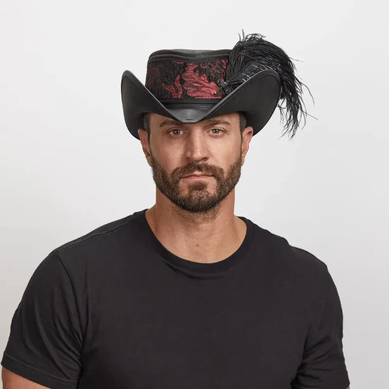 Reversible Ren | Mens Leather Festival Hat sold by American Hat Makers