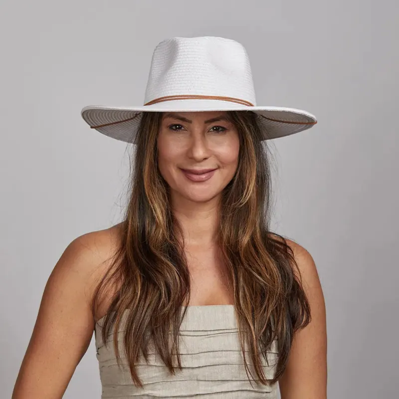 Felix | Womens White Wide Brim Straw Sun Hat made by American Hat Makers