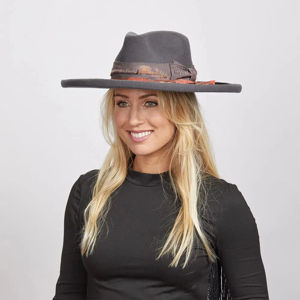 Hutton | Womens Wide Brim Felt Fedora Hat sold by American Hat Makers product image thumbnail 3