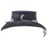 Pale Rider Rattlesnake | Leather Top Hat with Rattlesnake Hat Band sold by American Hat Makers