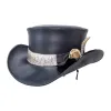 Pale Rider Rattlesnake | Leather Top Hat with Rattlesnake Hat Band sold by American Hat Makers