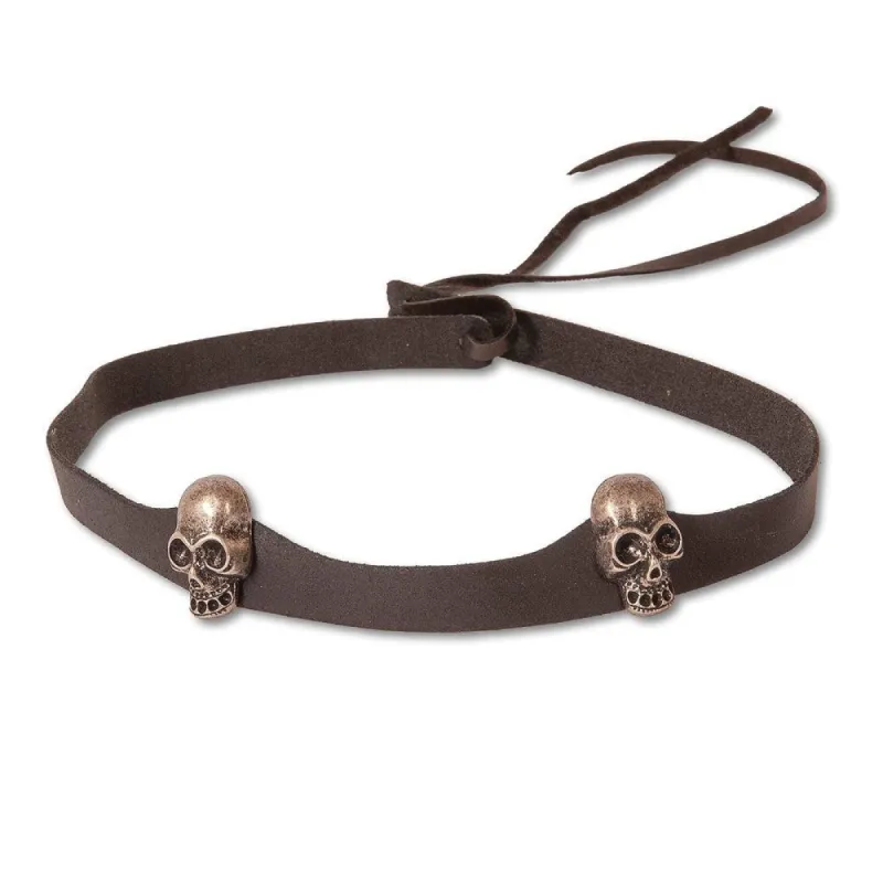 2 Skull | Black Leather Hat Band sold by American Hat Makers