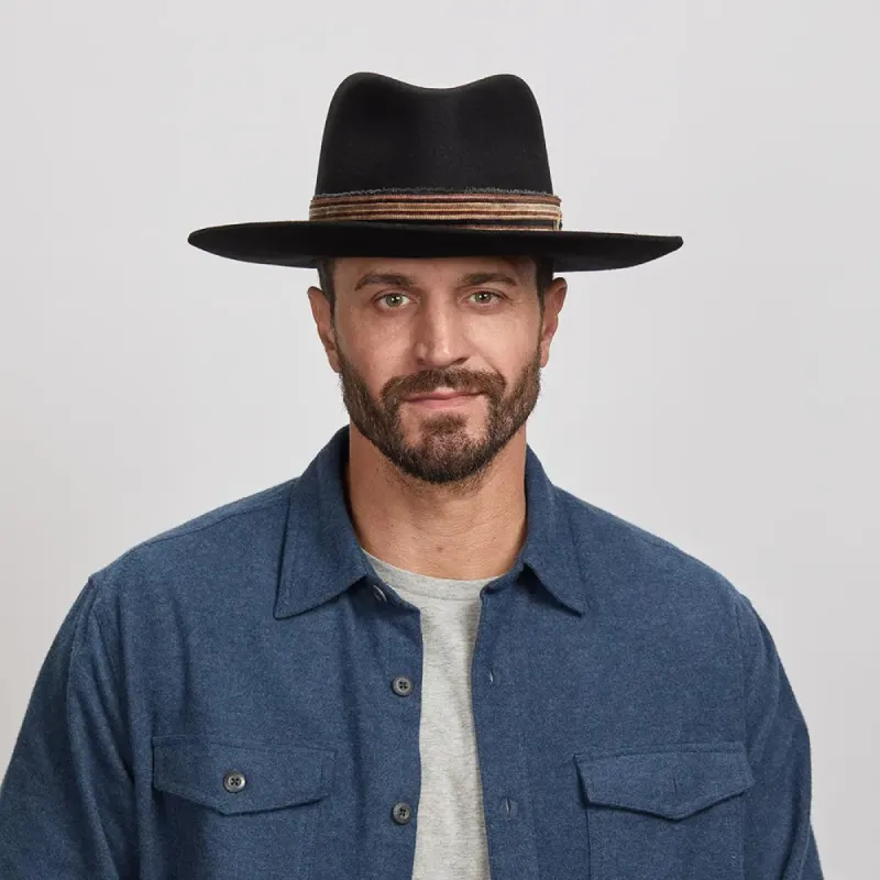 Kingston | Mens Black Wide Brim Felt Fedora Hat sold by American Hat Makers