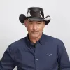 Pinto | Mens Leather Cowboy Hat with Calf Accents sold by American Hat Makers