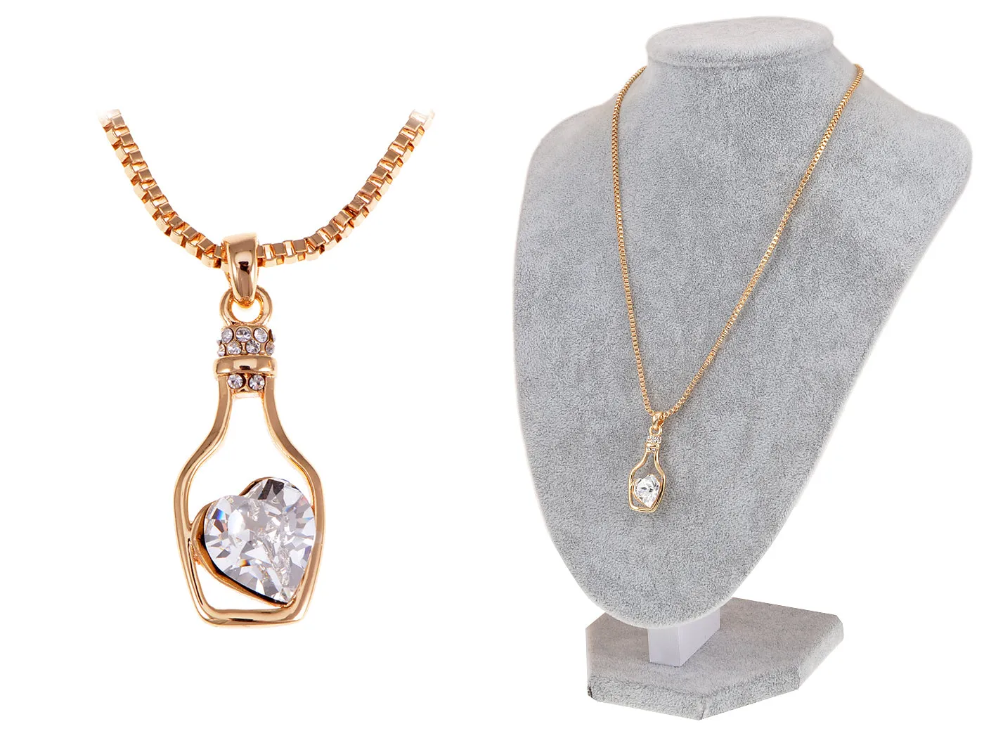 Swarovski Crystal Light Sapphire Elements Heart Bottle Necklace sold by Anna-Kaci product image thumbnail 5