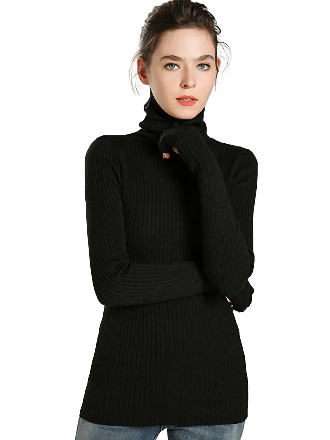 Classic Stretchable Lightweight Long Sleeve Slim Turtleneck Sweater sold by Anna-Kaci product image thumbnail 2