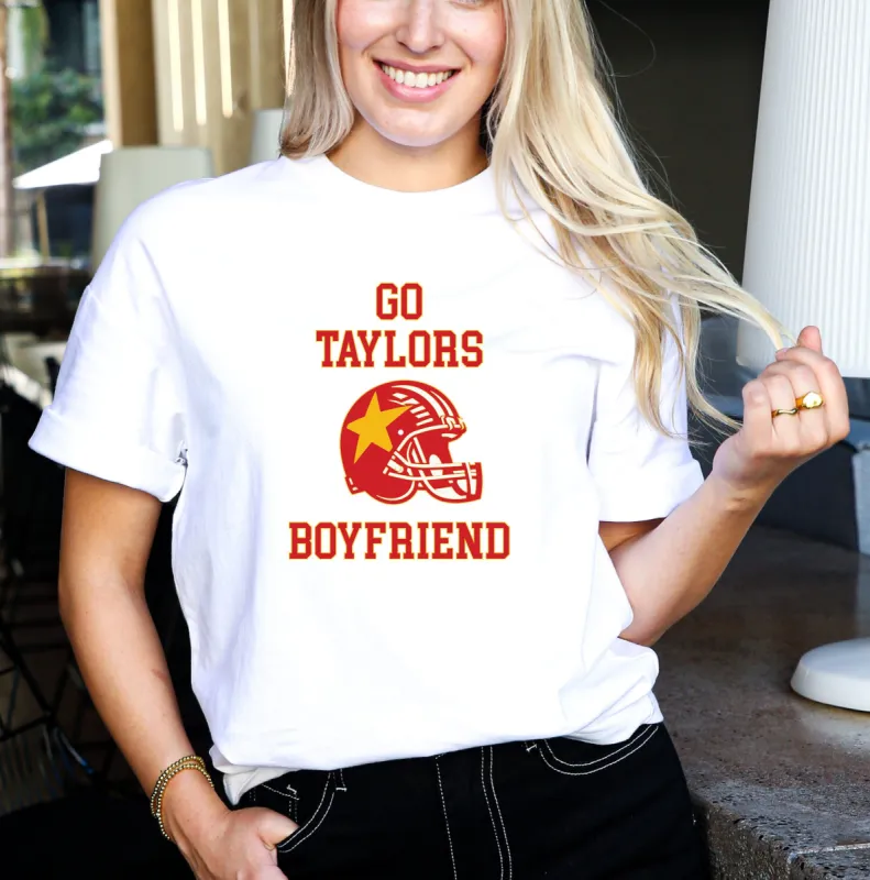 Go Taylor Swift Boyfriend Girl Game Day KC Chiefs T-Shirt - Helmet, Star Logo, Cheerleader Vibes, Swiftie, Game Day, Football Tee sold by Anna-Kaci