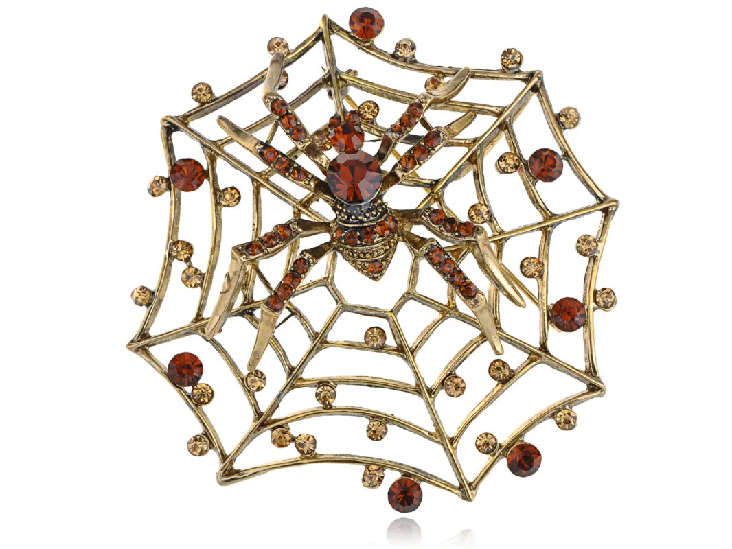 Topaz Charlotte's Spinning Spider Web Pin Brooch sold by Anna-Kaci