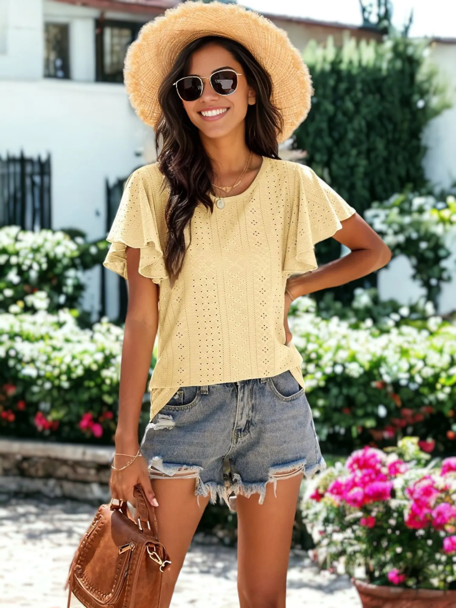 Flutter Sleeve Eyelet Blouse sold by Anna-Kaci product image thumbnail 4