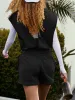 Drop Shoulder Sleeveless Open Back Tie Waist Romper sold by Anna-Kaci