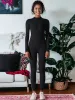 Long Sleeved Half-Zip One Piece Yoga Jumpsuit sold by Anna-Kaci
