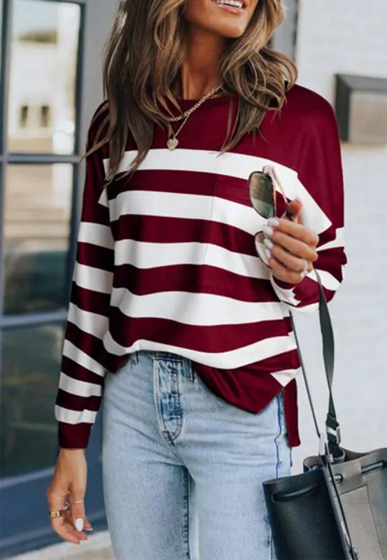 Classic Striped Patch Pocket Sweater sold by Anna-Kaci