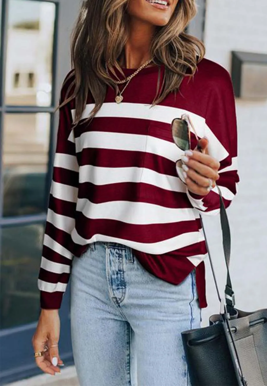 Classic Striped Patch Pocket Sweater sold by Anna-Kaci
