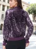Sequin Bright Color Bomber Zip-Up Solid Jacket sold by Anna-Kaci