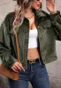 Velvet Corduroy Button Down Cuffed Sleeve Cropped Jacket sold by Anna-Kaci