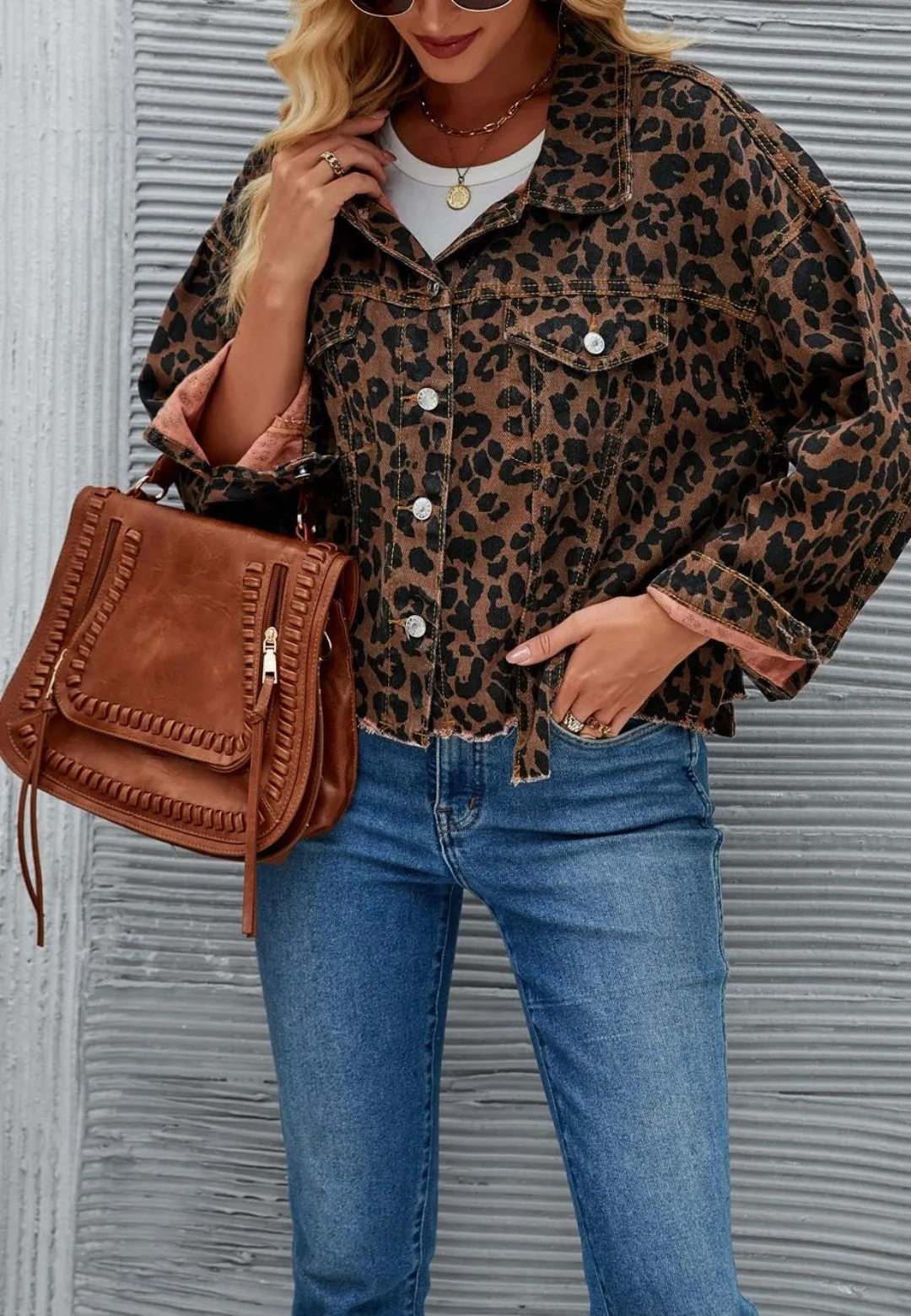 Leopard Print Denim Jacket sold by Anna-Kaci product image thumbnail 2