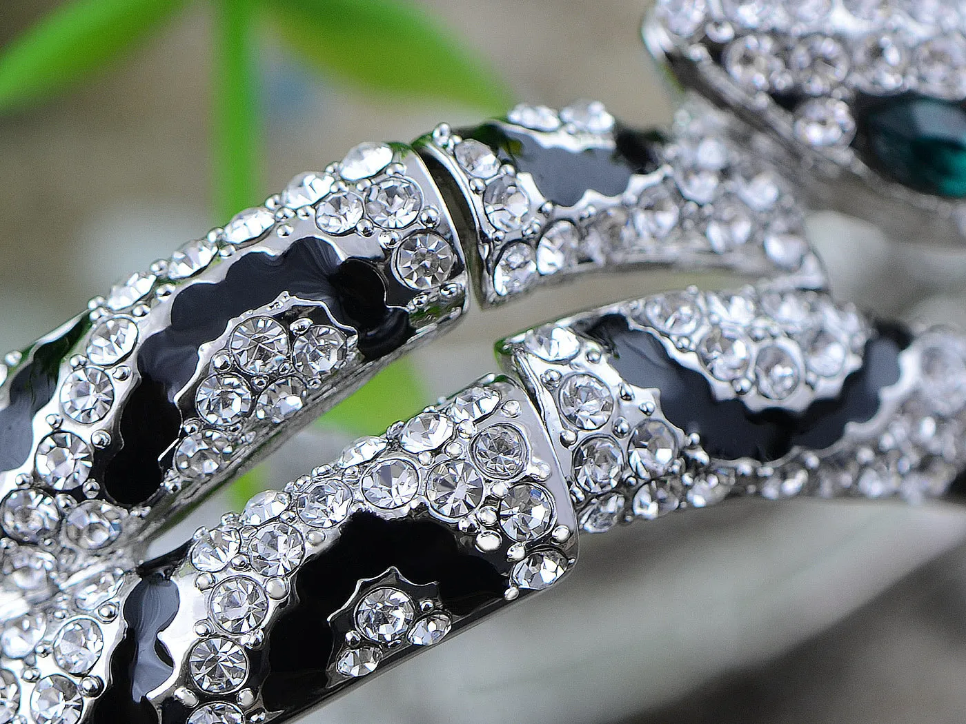 Swarovski Crystal Punk Flexible Silver Snake Bracelet Slinky Bangle Arm Accessory sold by Anna-Kaci product image thumbnail 5