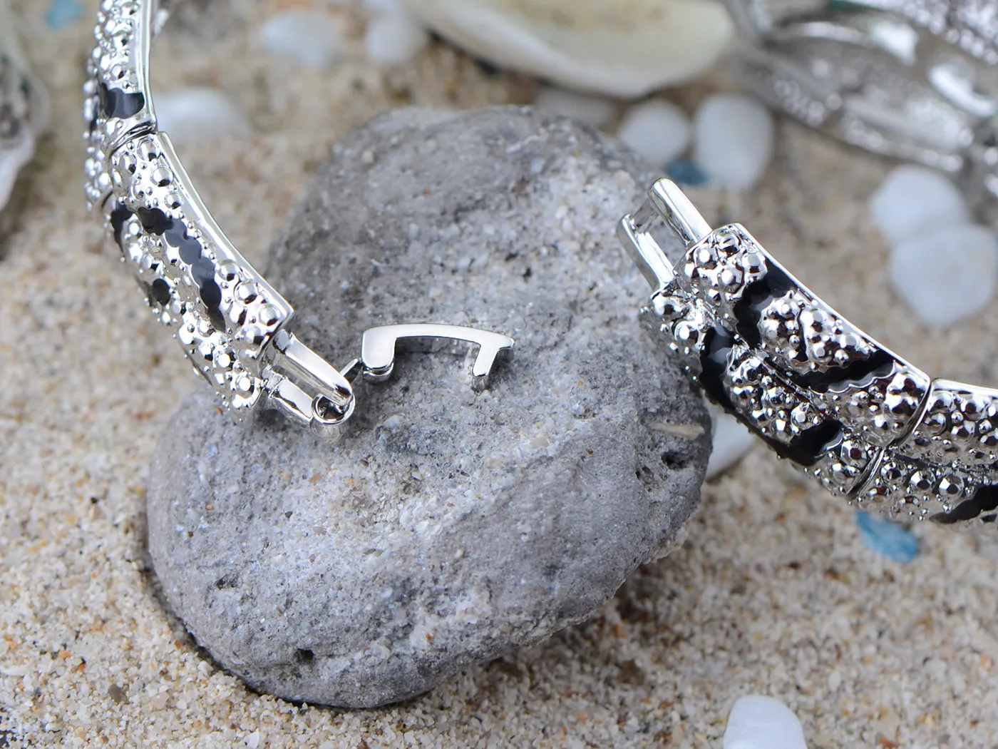 Swarovski Crystal Punk Flexible Silver Snake Bracelet Slinky Bangle Arm Accessory sold by Anna-Kaci product image thumbnail 4