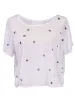 En Creme Dark Night Mask All Over Print Short Sleeves Knit Cropped Shirt sold by Anna-Kaci