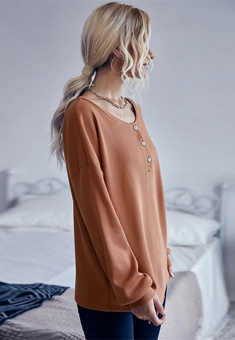 Oversized Textured Knit Henley Sweater sold by Anna-Kaci product image thumbnail 3