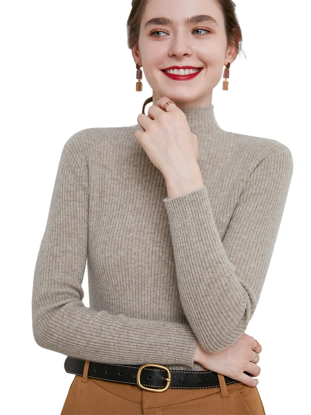 Knit Mock Turtle Neck Wool Stretch Long Sleeve Pullover Sweater sold by Anna-Kaci product image thumbnail 4