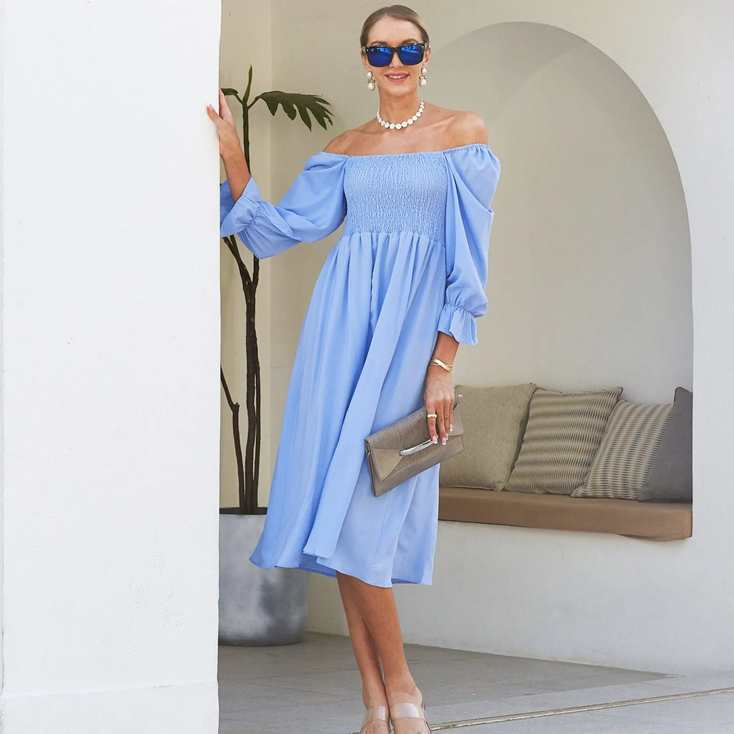 Smocked Square Neck Dress sold by Anna-Kaci product image thumbnail 5