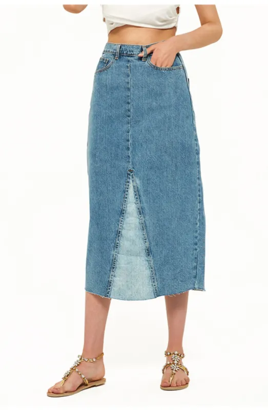 Two Tone Back Slit Skirt sold by Anna-Kaci