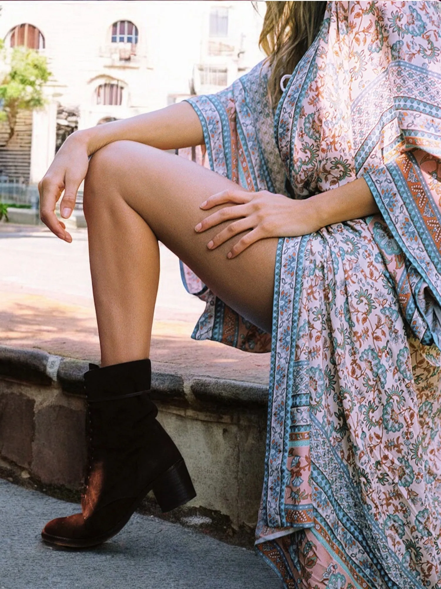 Anna-Kaci Women's Bohemian Print Kimono Robe with Belted Waist and Wide Sleeves sold by Anna-Kaci product image thumbnail 4