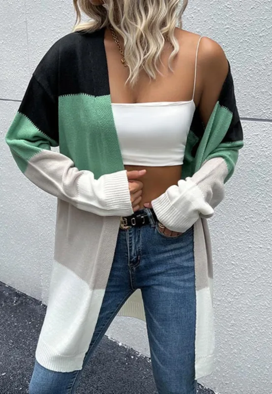 Color Block Striped Long Cardigan sold by Anna-Kaci