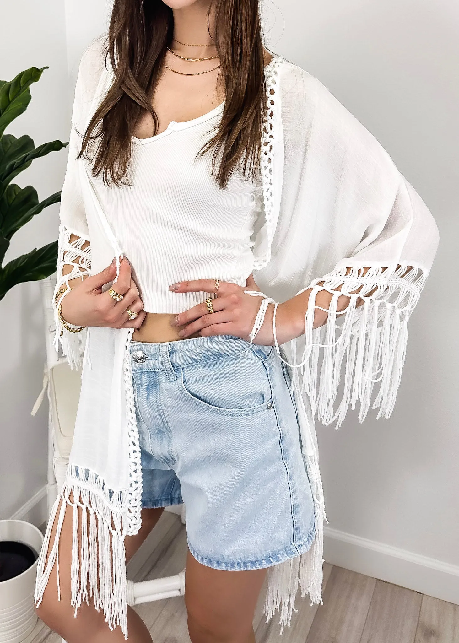 Anna-Kaci Women Boho Crochet Swimsuit Coverup Hollow Out Knitted Tassel Kimono Flowy Beach Cover Up sold by Anna-Kaci product image thumbnail 4