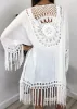 Anna-Kaci Women Boho Crochet Swimsuit Coverup Hollow Out Knitted Tassel Kimono Flowy Beach Cover Up sold by Anna-Kaci