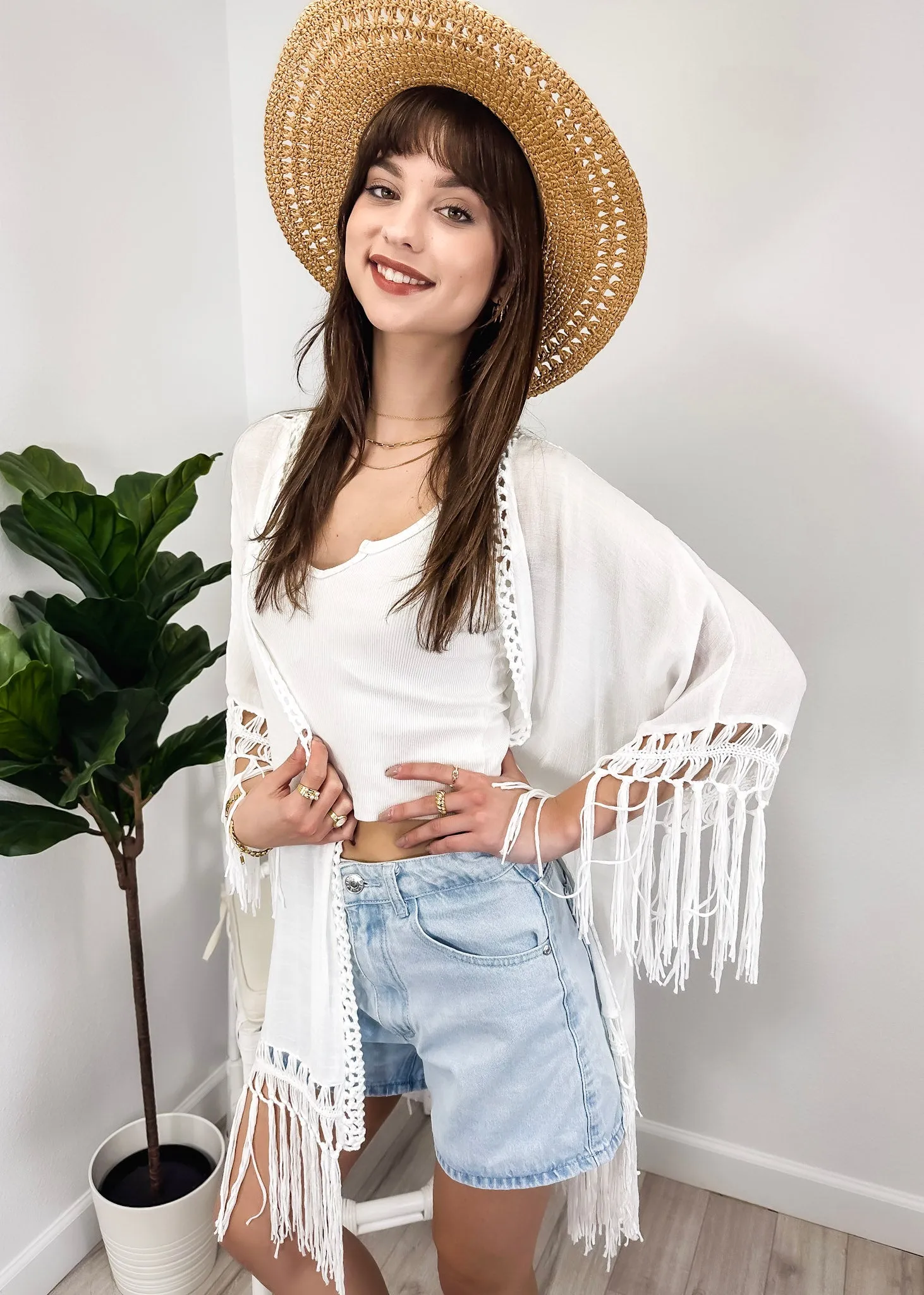 Anna-Kaci Women Boho Crochet Swimsuit Coverup Hollow Out Knitted Tassel Kimono Flowy Beach Cover Up sold by Anna-Kaci product image thumbnail 3
