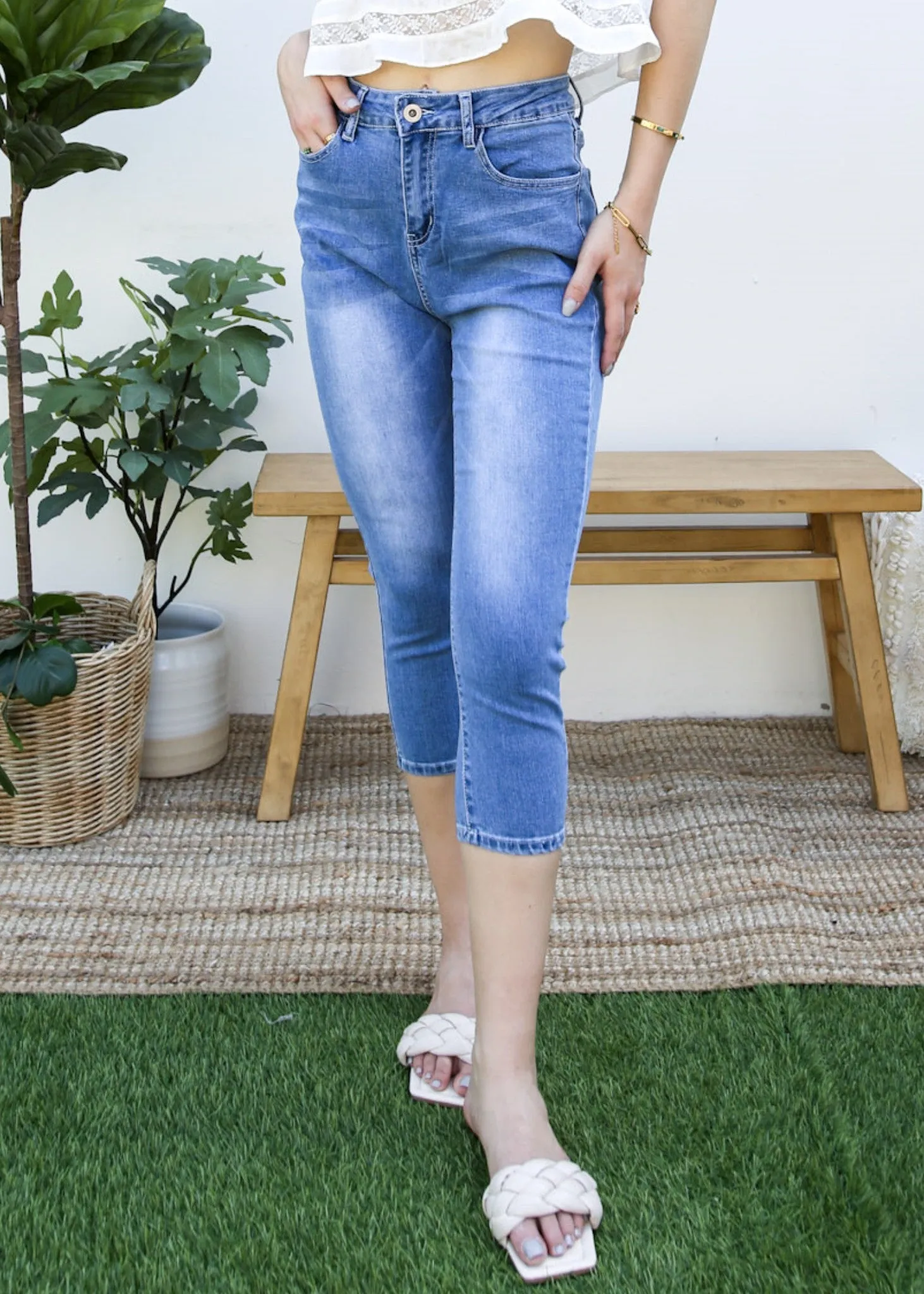 Slim Fit Capris Boyfriend Jeans sold by Anna-Kaci product image thumbnail 3