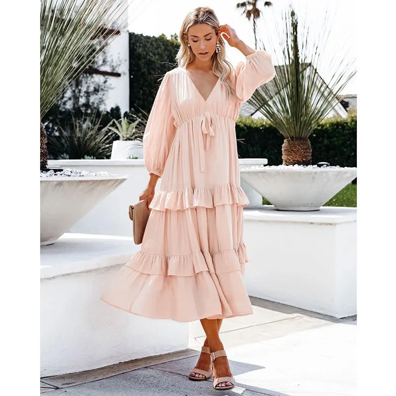 Flowy Ruffle Tunic Midi Dress sold by Anna-Kaci product image thumbnail 4
