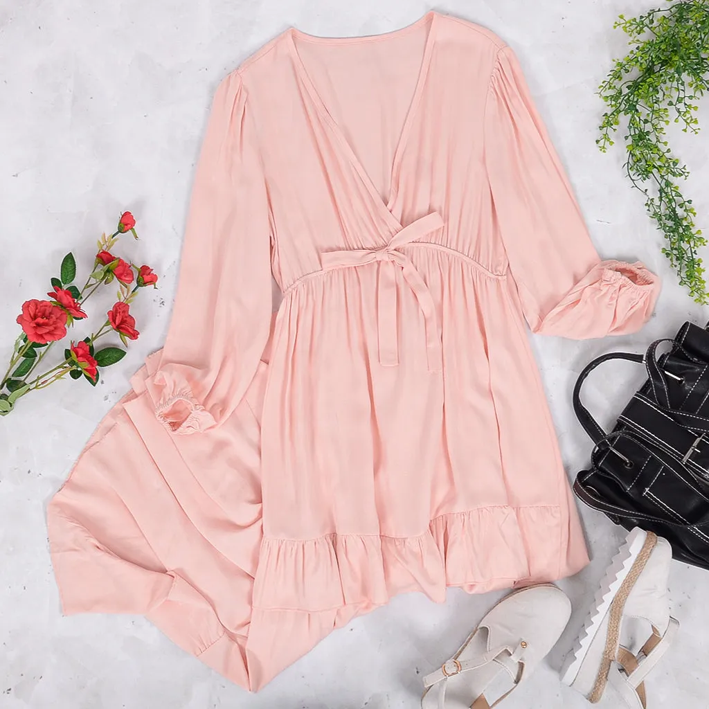 Flowy Ruffle Tunic Midi Dress sold by Anna-Kaci