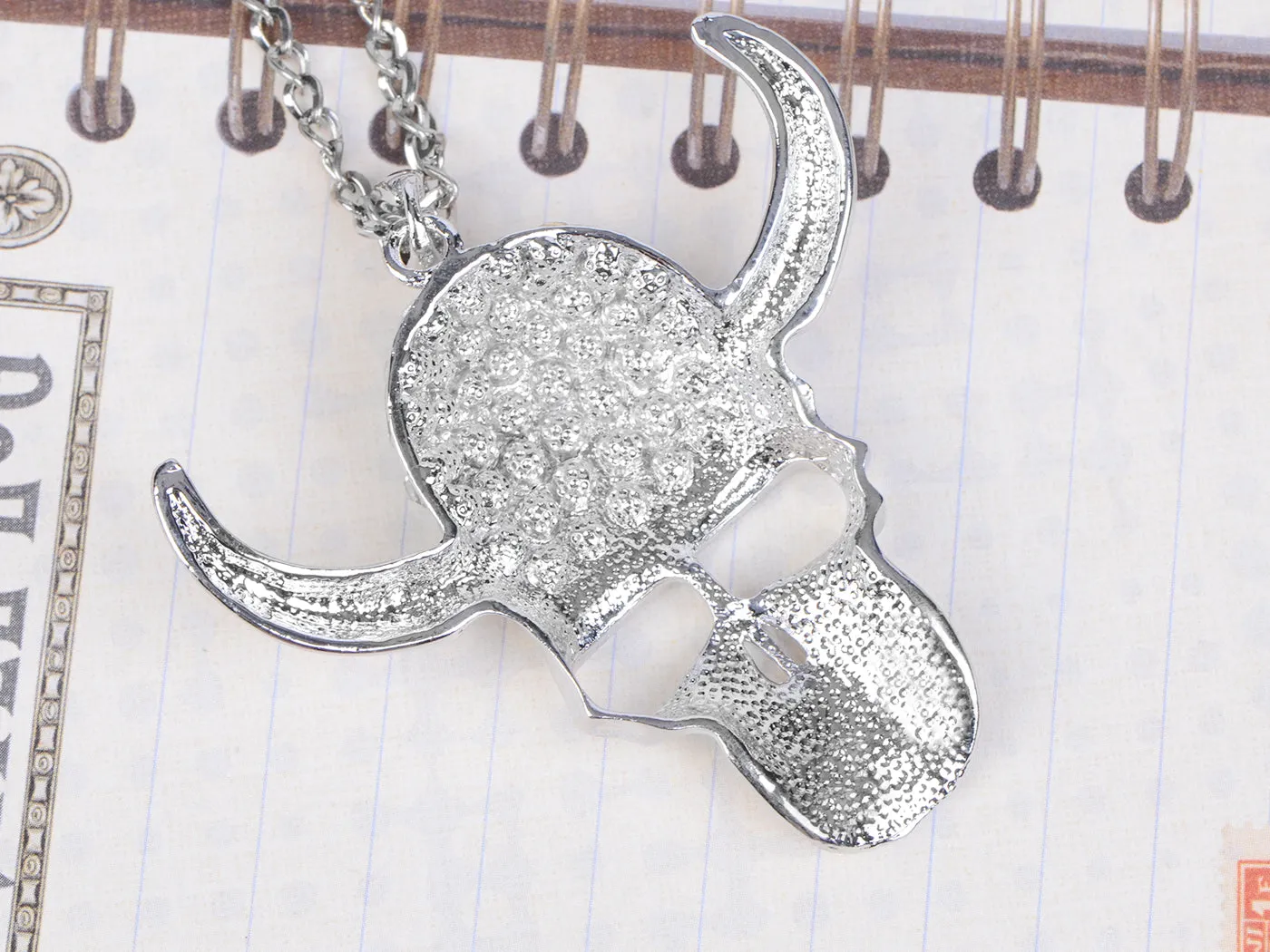 Skull Head Cut Out Oxhorn Halloween Pendant Necklace sold by Anna-Kaci product image thumbnail 5