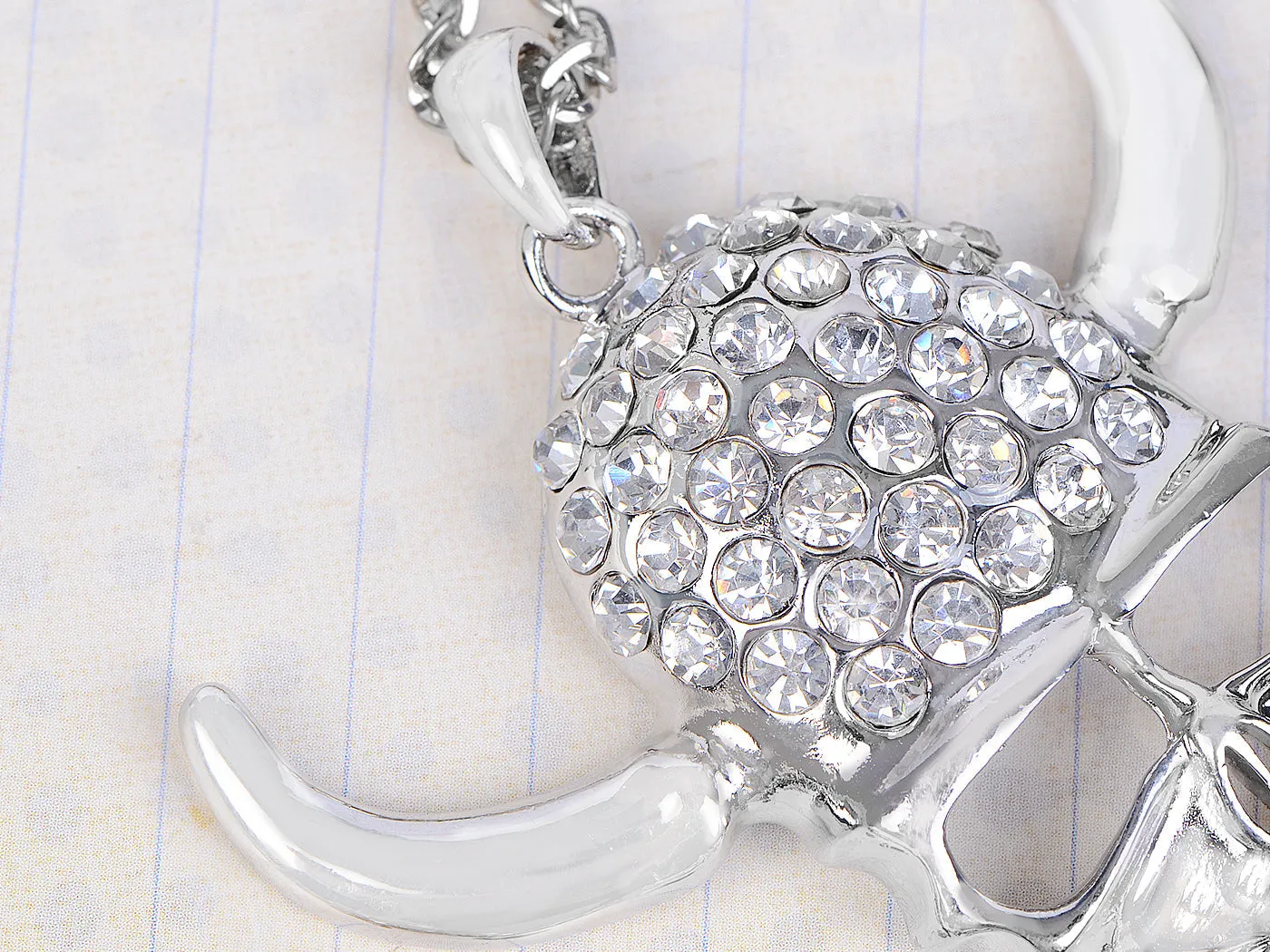 Skull Head Cut Out Oxhorn Halloween Pendant Necklace sold by Anna-Kaci product image thumbnail 3