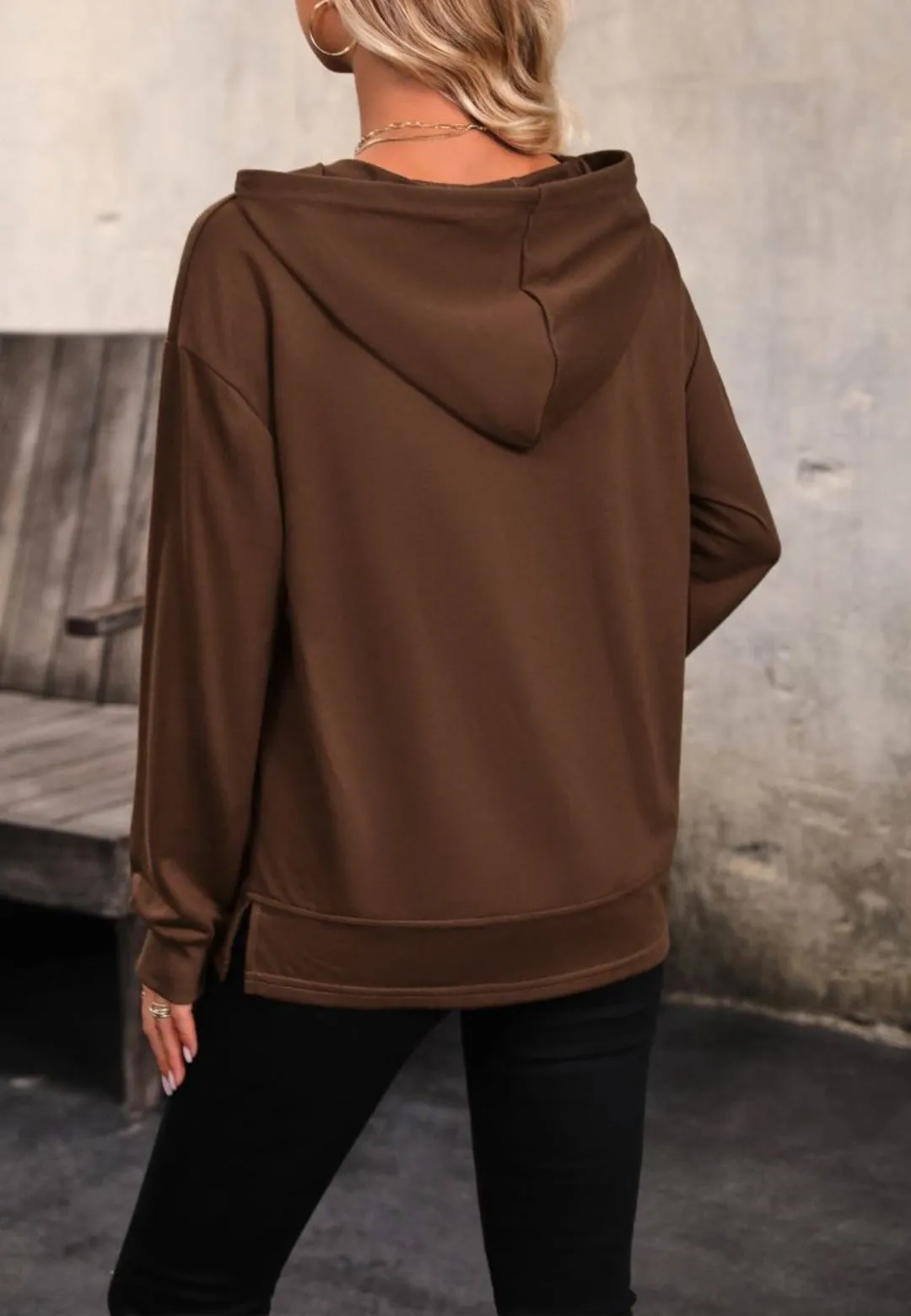 Contrast Drawstring Classic Hoodie sold by Anna-Kaci product image thumbnail 5