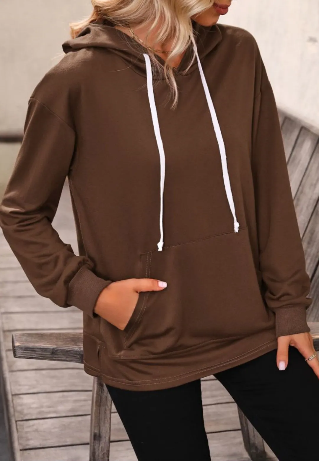 Contrast Drawstring Classic Hoodie sold by Anna-Kaci product image thumbnail 3