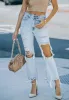 Light Wash Distressed Cropped Jeans sold by Anna-Kaci