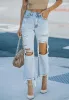 Light Wash Distressed Cropped Jeans sold by Anna-Kaci