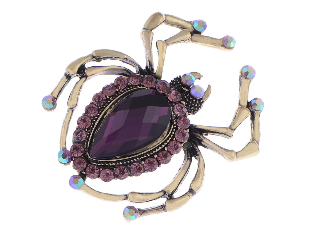 Amethyst Violet Enamel Acry Abdomen Spider Pin Brooch sold by Anna-Kaci