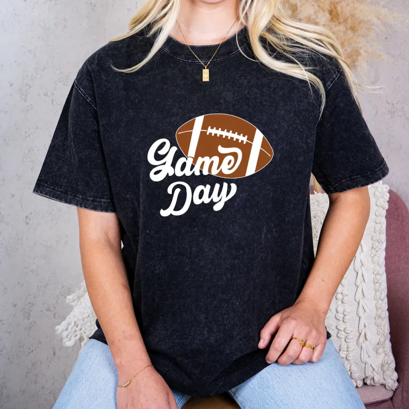 Game Day Groove White Font Tee - Football Backdrop, Sports Event Vibes, Tail Gate Tee, Football Tee, Sports Tee, Sports Girl sold by Anna-Kaci