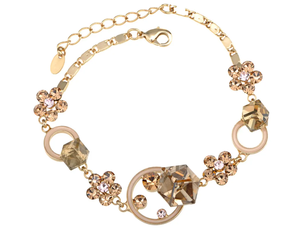 Swarovski Crystal Abstract Cube Flower Daisy Element Bracelet Bangle sold by Anna-Kaci